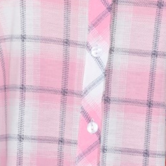 Flannel Plaid Button Shirt Pink & White 17555-03 - Picture 8 of 8